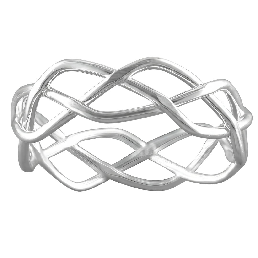 Sterling Silver Intertwined Wave Band